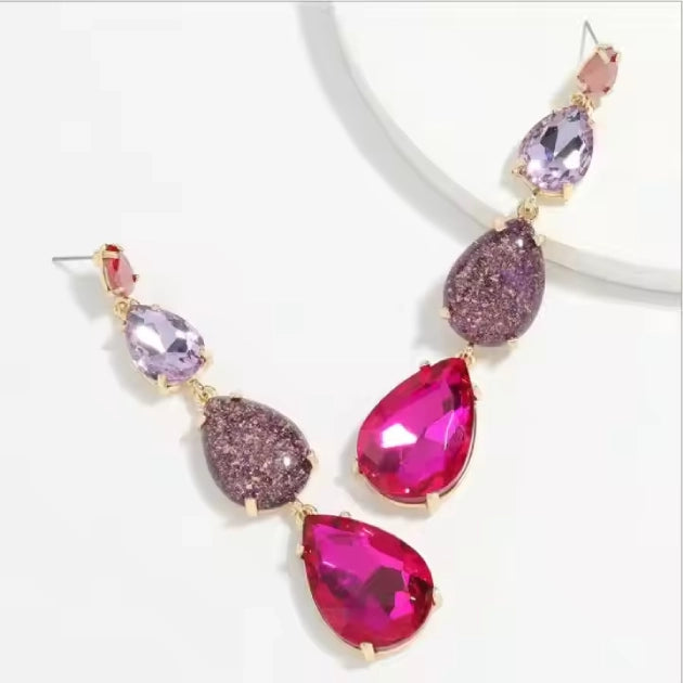 Multi Colored Crystal Drop Earrings