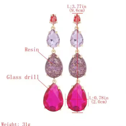 Multi Colored Crystal Drop Earrings