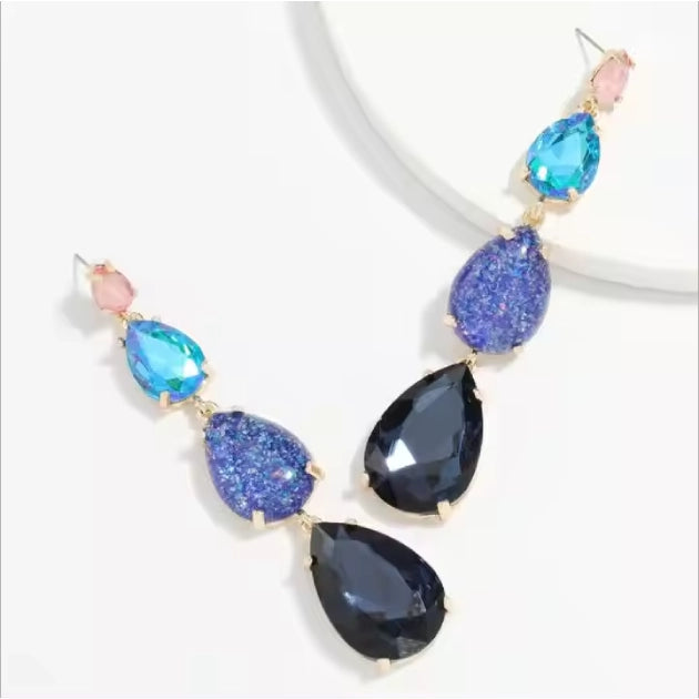 Multi Colored Crystal Drop Earrings