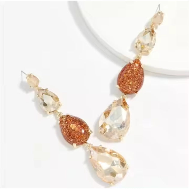 Multi Colored Crystal Drop Earrings