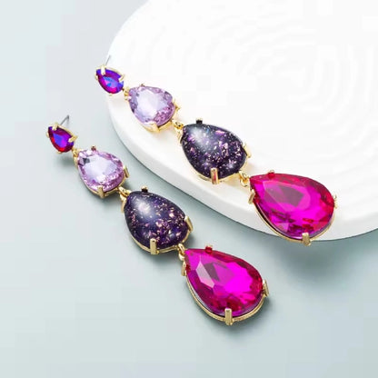 Multi Colored Crystal Drop Earrings