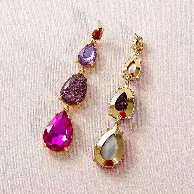 Multi Colored Crystal Drop Earrings