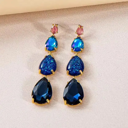 Multi Colored Crystal Drop Earrings