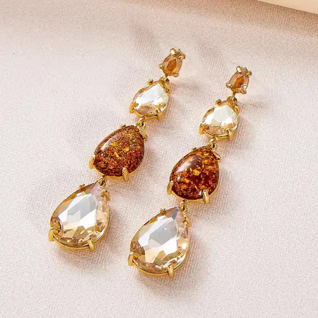 Multi Colored Crystal Drop Earrings