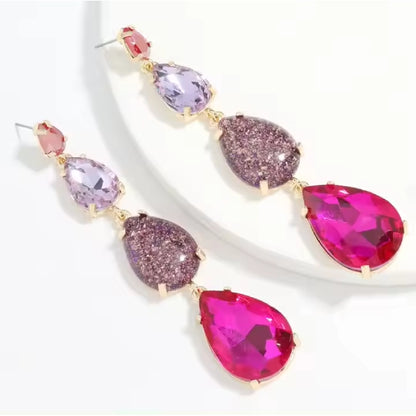 Multi Colored Crystal Drop Earrings