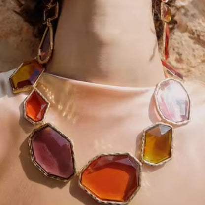 Multi Colour Abstract Resin Necklace