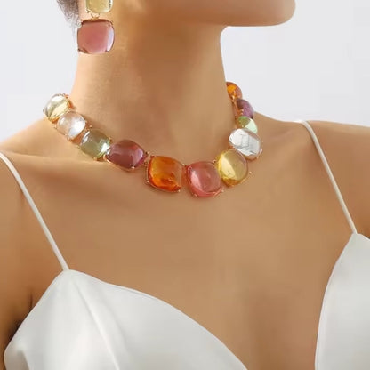 Multi Colour Bohemian Resin Necklace