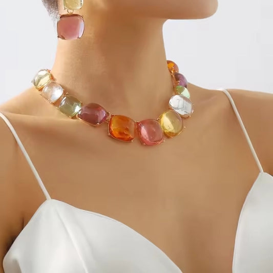 Multi Colour Bohemian Resin Necklace