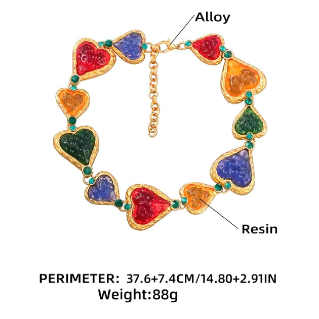 Multi Colour Resin Love Necklace