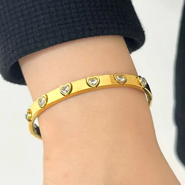 Luminous Love Bangle Bracelet - 18k Gold Plated