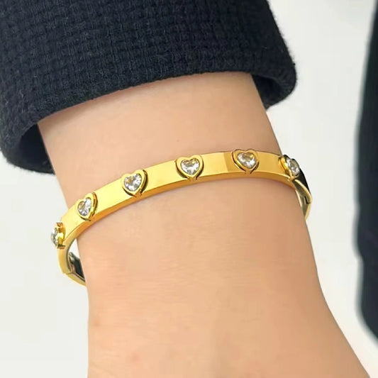 Luminous Love Bangle Bracelet - 18k Gold Plated