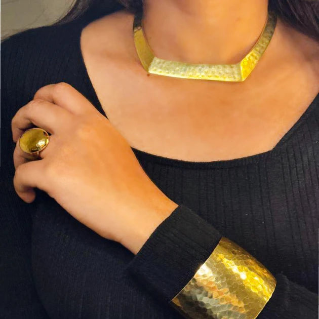 Nebula Square Brass Necklace – Bold. Sculptural. Timeless.