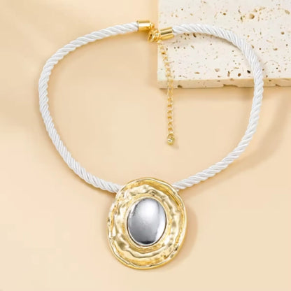 Bold Bi-Tone Holiday Chord Necklace