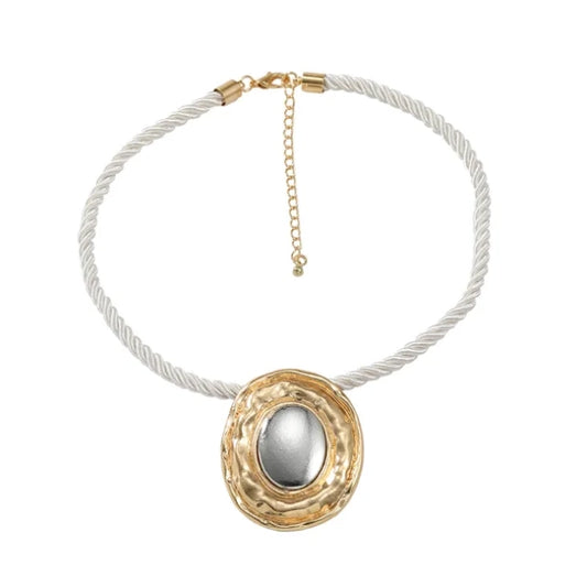 Bold Bi-Tone Holiday Chord Necklace