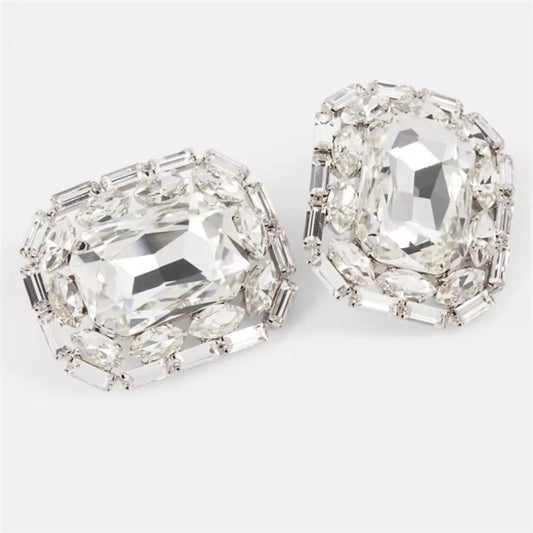 Oversized Crystal Square Studs