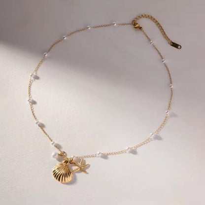 Beachy Bliss Pearl Necklace - 18k Gold Plated