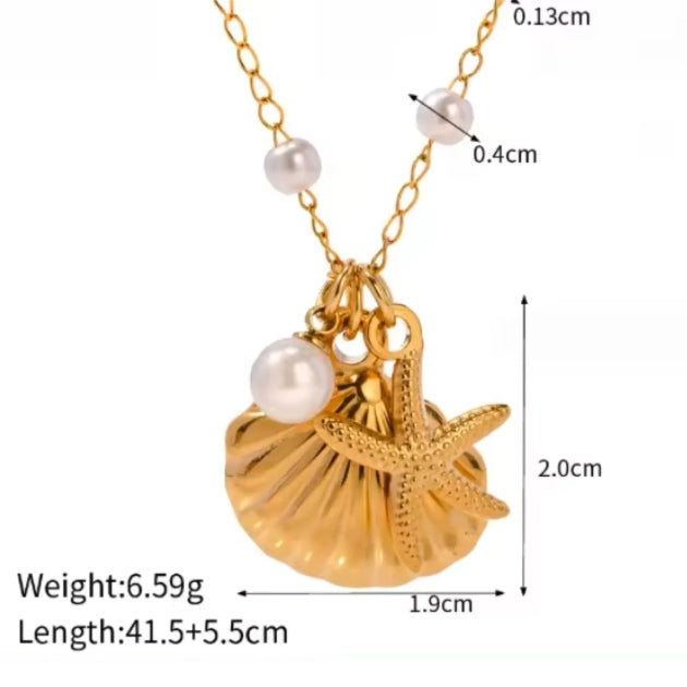 Beachy Bliss Pearl Necklace - 18k Gold Plated