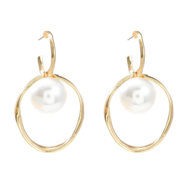 18k Gold Plated Pearl Hoop and Drops