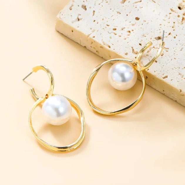 18k Gold Plated Pearl Hoop and Drops