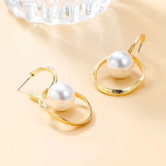18k Gold Plated Pearl Hoop and Drops