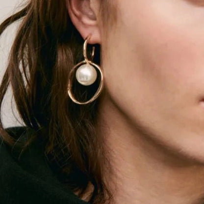 18k Gold Plated Pearl Hoop and Drops