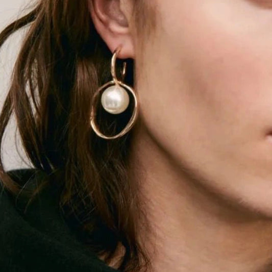 18k Gold Plated Pearl Hoop and Drops