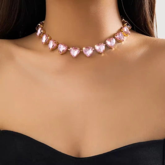 Pink Crystal Love Necklace