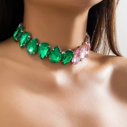 Pink and Green Crystal Necklace