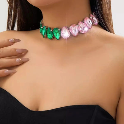 Pink and Green Crystal Necklace