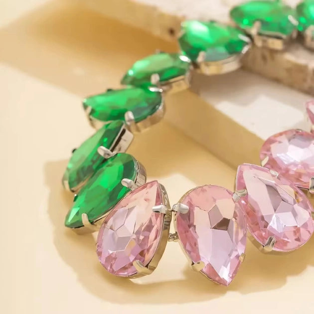 Pink and Green Crystal Necklace