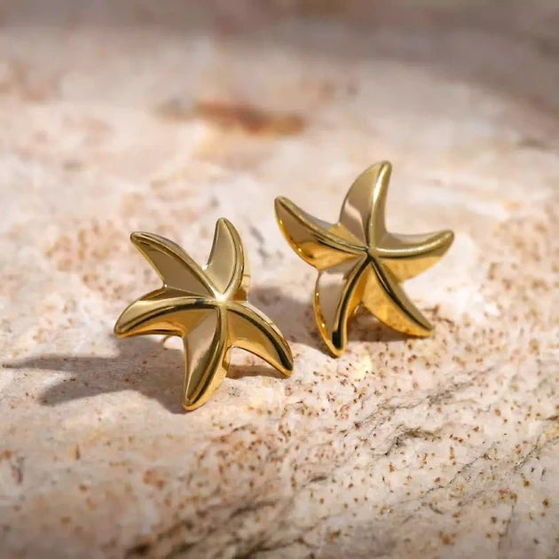 Plain Gold Star Fish Studs