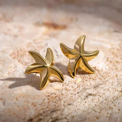 Plain Gold Star Fish Studs