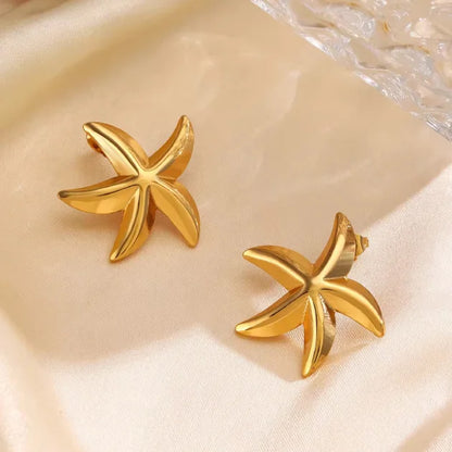 Plain Gold Star Fish Studs