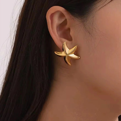 Plain Gold Star Fish Studs