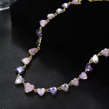 Purple Heart Crystal Jewellery Set