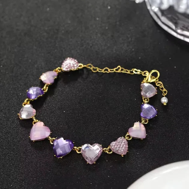 Purple Heart Crystal Jewellery Set