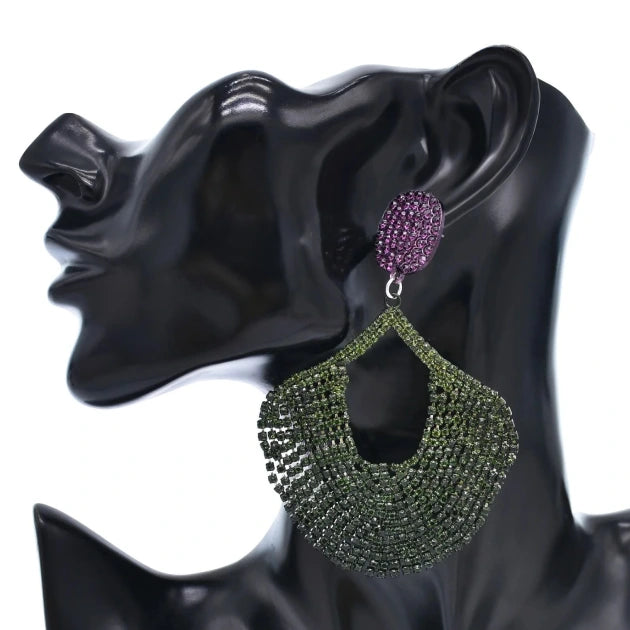 Luminous Purple and Green Statement Earrings