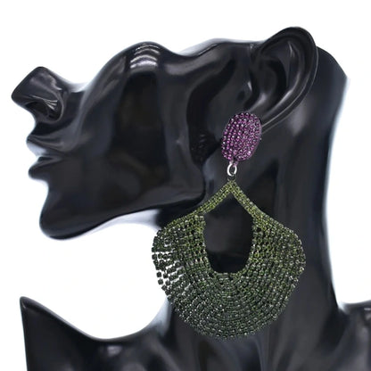 Luminous Purple and Green Statement Earrings