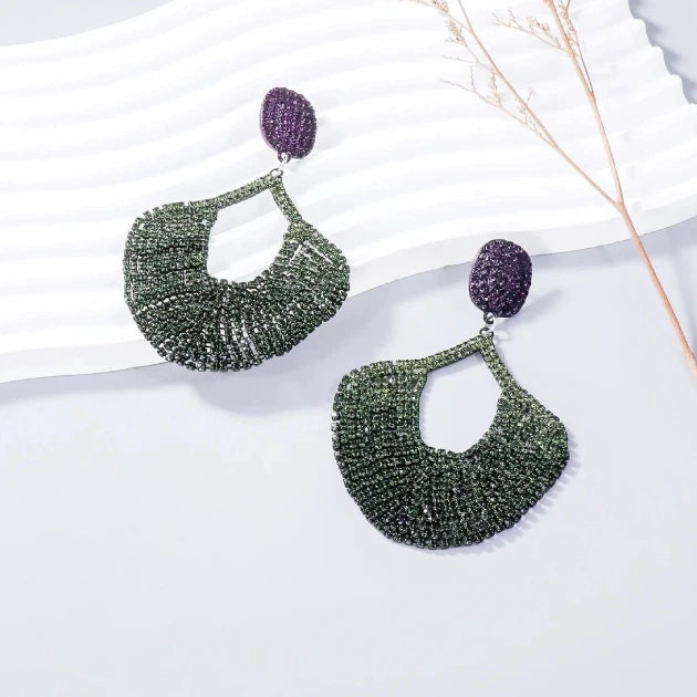 Luminous Purple and Green Statement Earrings