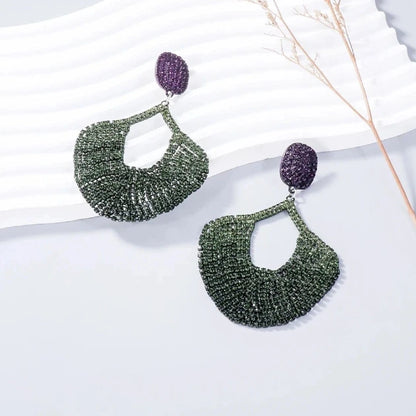 Luminous Purple and Green Statement Earrings