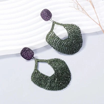 Luminous Purple and Green Statement Earrings