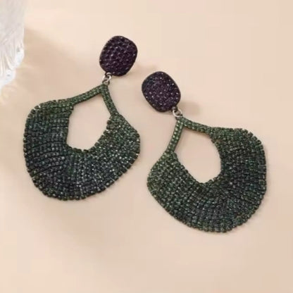 Luminous Purple and Green Statement Earrings