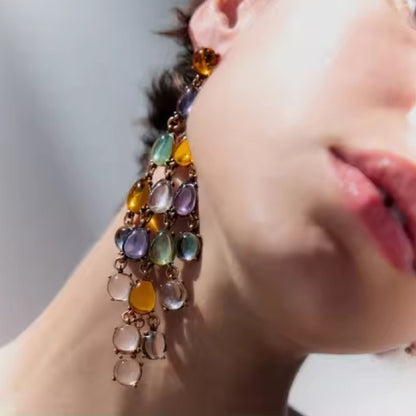 Multi Coloured Multi Layered Chandelier Earring