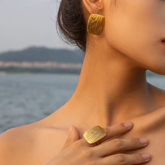 Rectangular Textured Jewellery Set