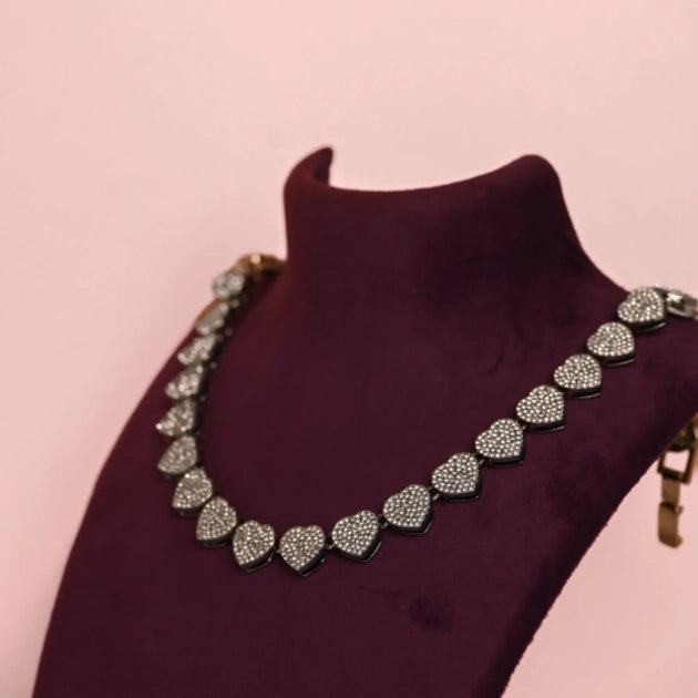 Rhinestone Silver Plated Zircon Love Necklace