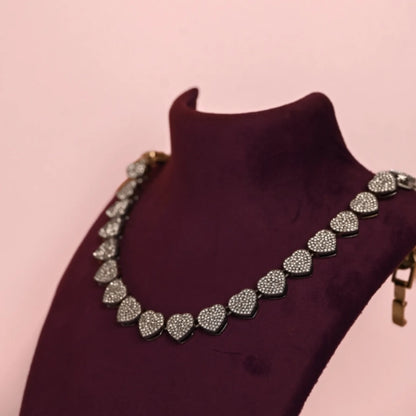Rhinestone Silver Plated Zircon Love Necklace