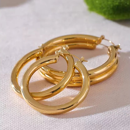 Stainless Steel Gold Large Hoops
