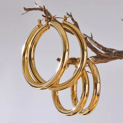 Stainless Steel Gold Large Hoops