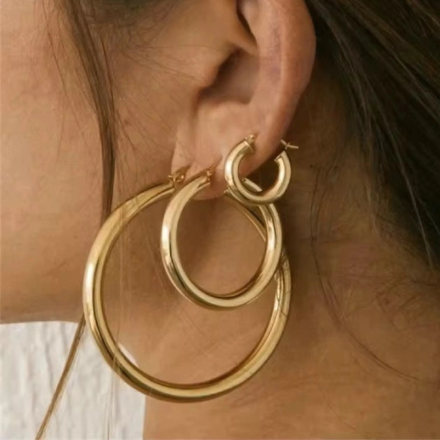 Stainless Steel Gold Large Hoops