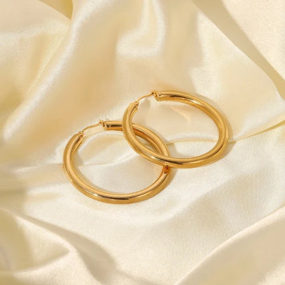 Stainless Steel Gold Large Hoops